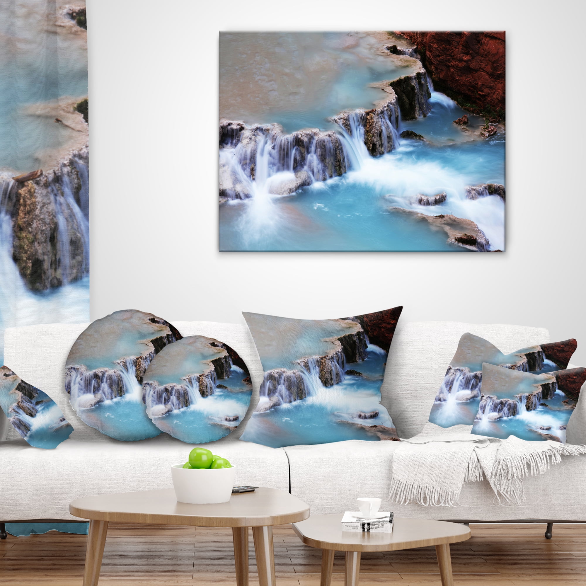 Designart 12" x 20" Blue Polyester Throw Pillow