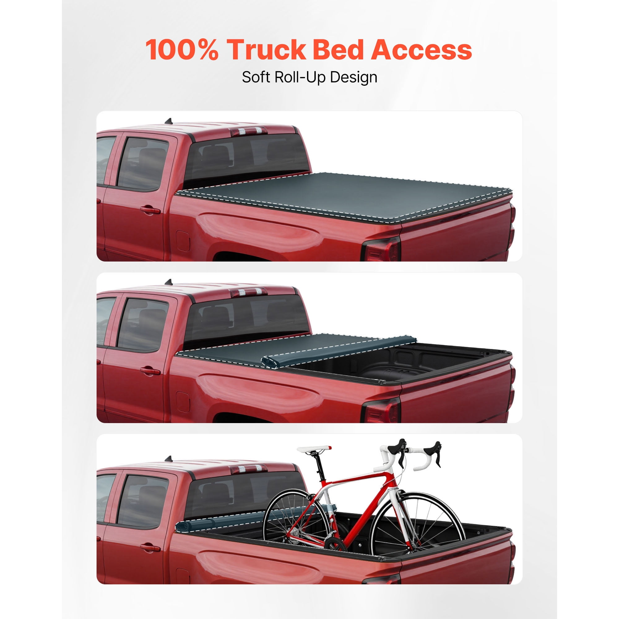 KFFKFF Soft Roll-Up Truck Bed Tonneau Cover, Compatible with 2019-2024 Dodge Ram 1500 Classic, 2009-2018 Ram 1500, Fits 5.7 ft (67 in) Bed Without Rambox, Durable PVC Cover with Aluminum Support Bars