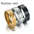 thumbnail image 5 of 6mm Silver/Gold/Black Roman Numerals Ring Mens Stainless Steel Punk Band Sz 7-13, 5 of 9