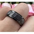 thumbnail image 5 of Wedding Rings For Men. 8mm Black Hammered Tungsten Wedding Band. Warranty, 5 of 7
