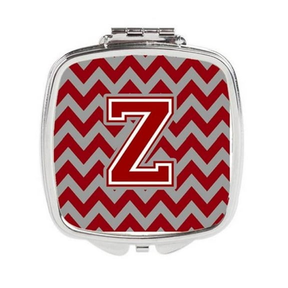 Letter Z Chevron Maroon & White Compact Mirror