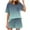 Sky Blue, variant on Summer Fsshion Plus Size 2 Piece of Sets for Womens Casual Solid Color Home Short Sleeved Round Neck Pajama Top With Pants Set