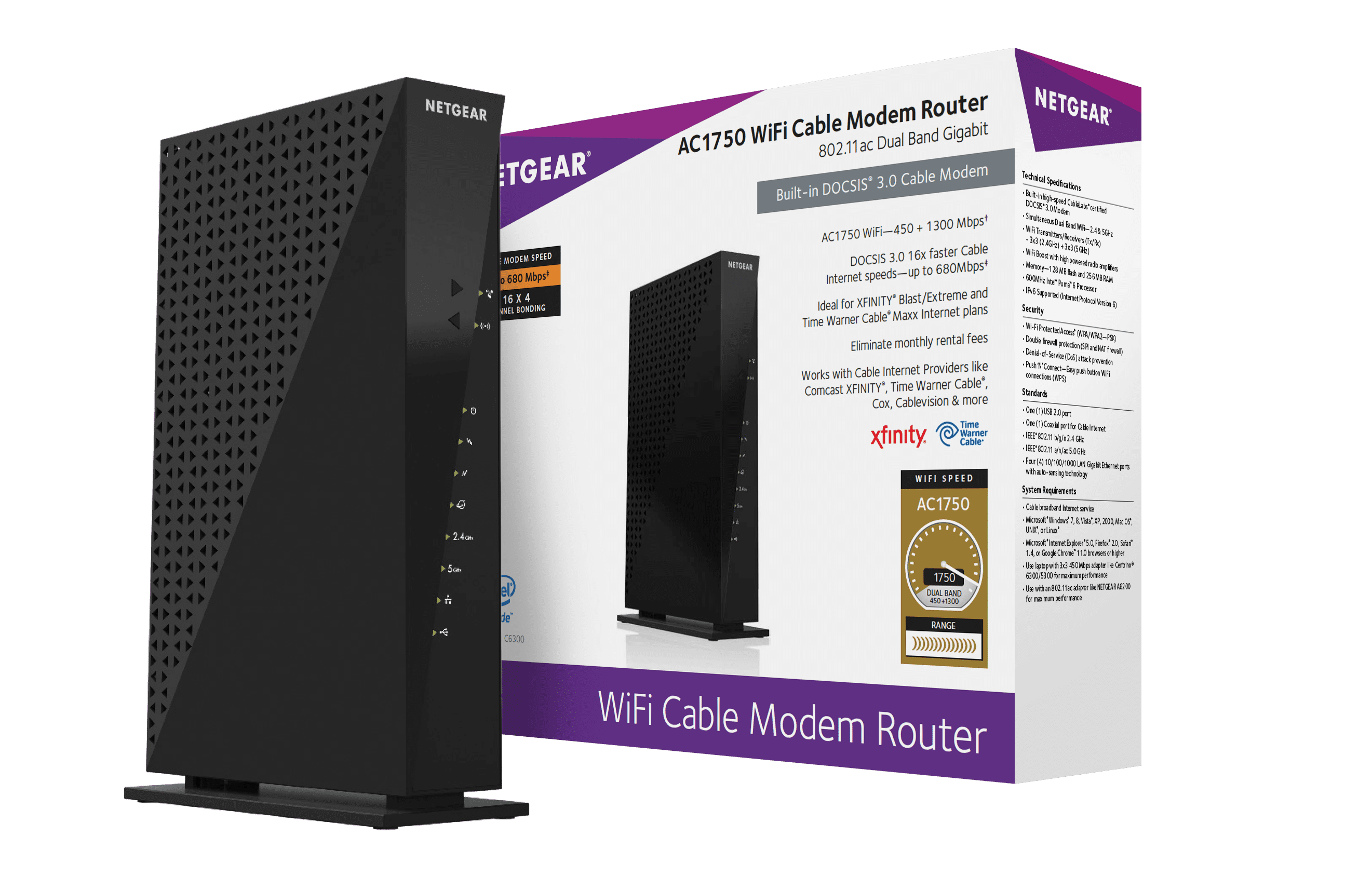 Netgear Ac1750 16x4 Wifi Cable Modem And Router Combo C6300