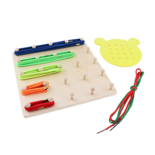 Tableros De Aprendizaje Geométricos De Patrones Sola Cara De 8.35x8.35 Pulgadas Con De De 1 Pieza Macarena Montessori Juguete Geoboard de madera