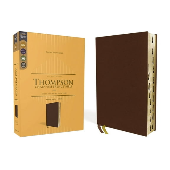 Kjv, Thompson Chain-Reference Bible, Genuine Leather, Calfskin, Brown, Red Letter, Thumb Indexed, Comfort Print, (Hardcover)
