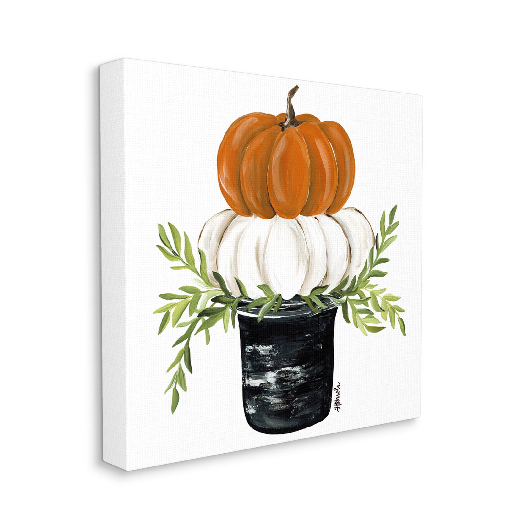 Autumn Stacked Pumpkin Harvest Holiday Graphic Art Gallery Wrapped Canvas Print Wall Art