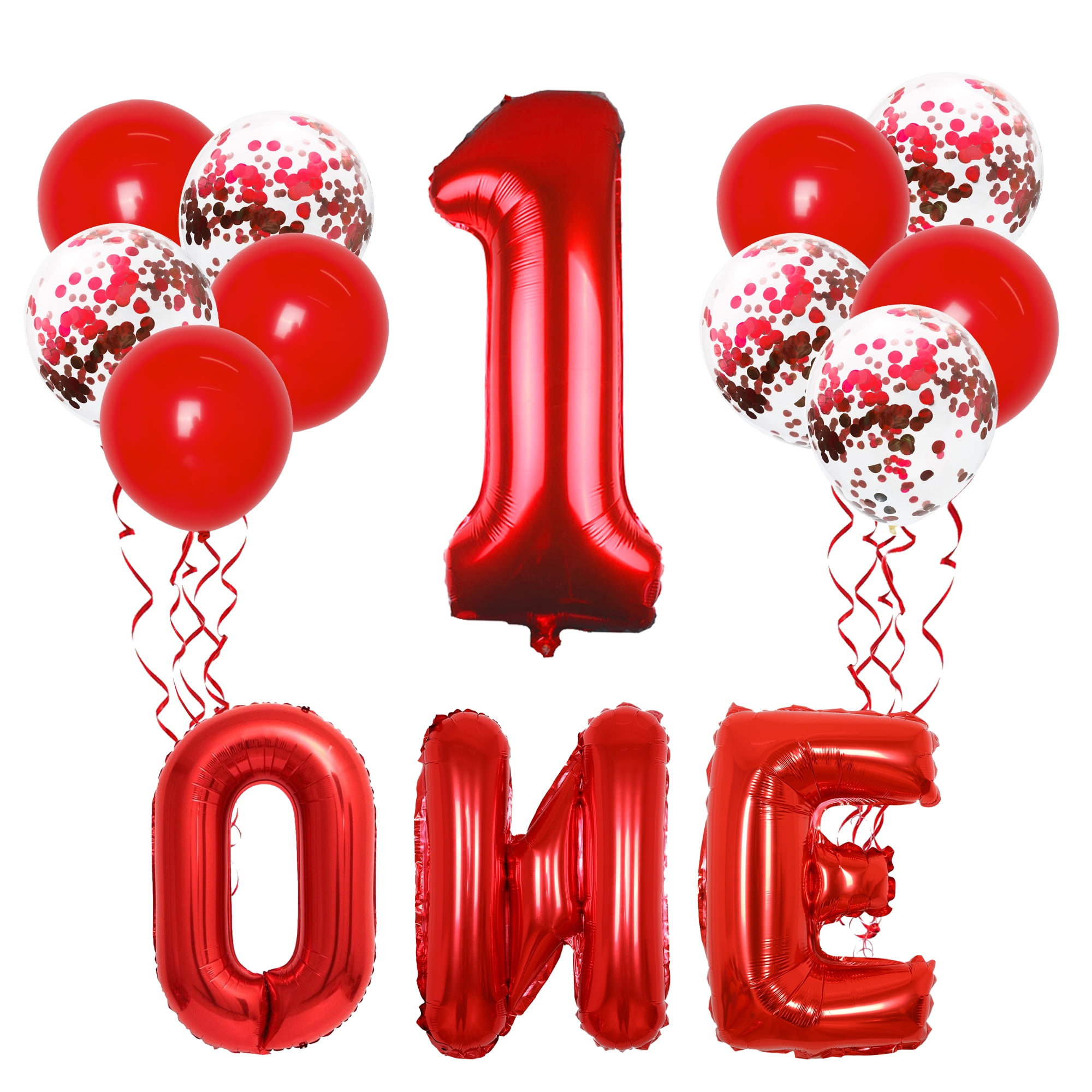 Large, Red One Balloon for First Birthday - Number 1 Balloon, 40 Inch