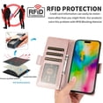 thumbnail image 3 of Allytechgroup Wallet Case for iPhone 11 Pro, RFID Blocking PU Leather Flip Stand Phone Shell with Card Holder Wrist Strap Shokcproof Protective Bumper for iPhone 11 Pro, Rosegold, 3 of 7