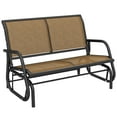 thumbnail image 1 of Outsunny Double Glider Outdoor Steel Sling Fabric Gliding Bench, Brown, 1 of 10