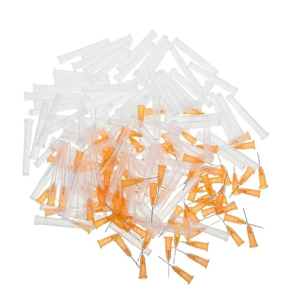 100pcs Plastic Dispensing Needles 25g 13mm Industrial Liquid Dispenser Needle For Refilling Liquid Inks Adhesive Glue Orange
