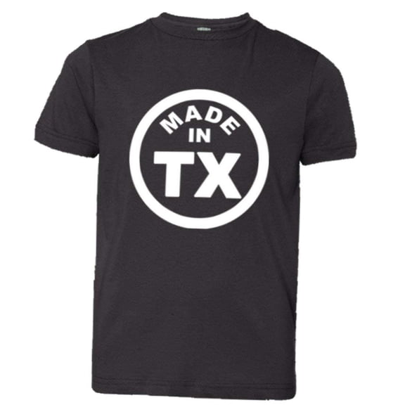 PleaseMeTees™ Youth From Born Made In Texas Longhorn TX Logo Label HQ Tee