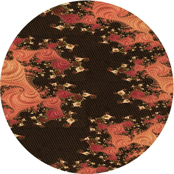 Ahgly Company Machine Washable Indoor Round Transitional Red Area Rugs, 7' Round