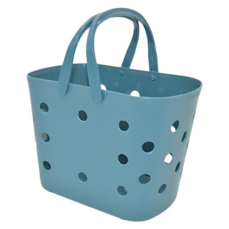 

Portable Hollow Plastic Storage Basket Kitchen Household Fruit and Vegetable Frame Drain Basket-Blue