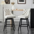 thumbnail image 3 of FRMALL 26" Swivel Bar Stools Counter Height Chairs Velvet Upholstered Set of 2, Beige, 3 of 9