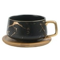 thumbnail image 1 of Tazas de espresso de porcelana fina, tazas de espresso de mármol, 300 ml, base de madera para sostener la taza, incrustadas en una caja de regalo, complementan todas las decoraciones de estilo, 1 of 6