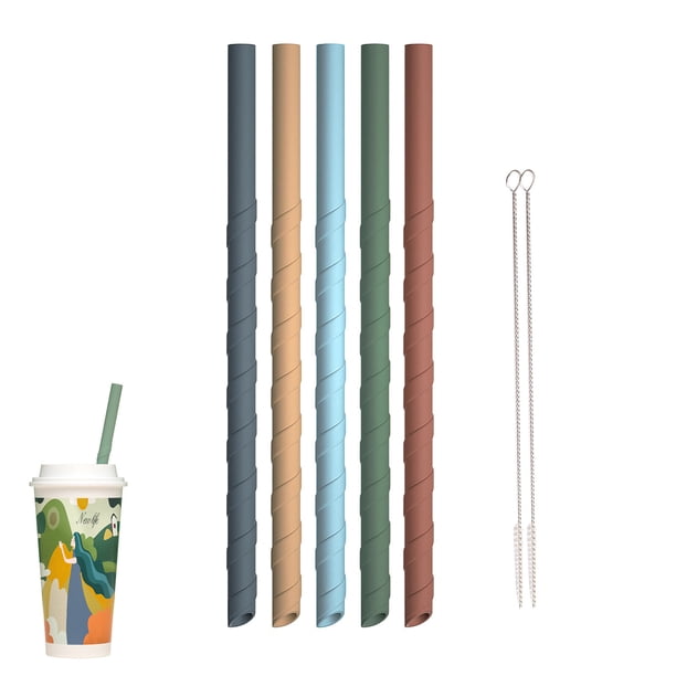 Pajita De Silicona Fácil De Limpiar, Pajita Para Beber, Pajita Reutilizable Roscada Multiusos Para El Hogar, Cóctel, Fiesta, Pícnic Al Aire Libre, Barbacoa seitruly HA027001-02