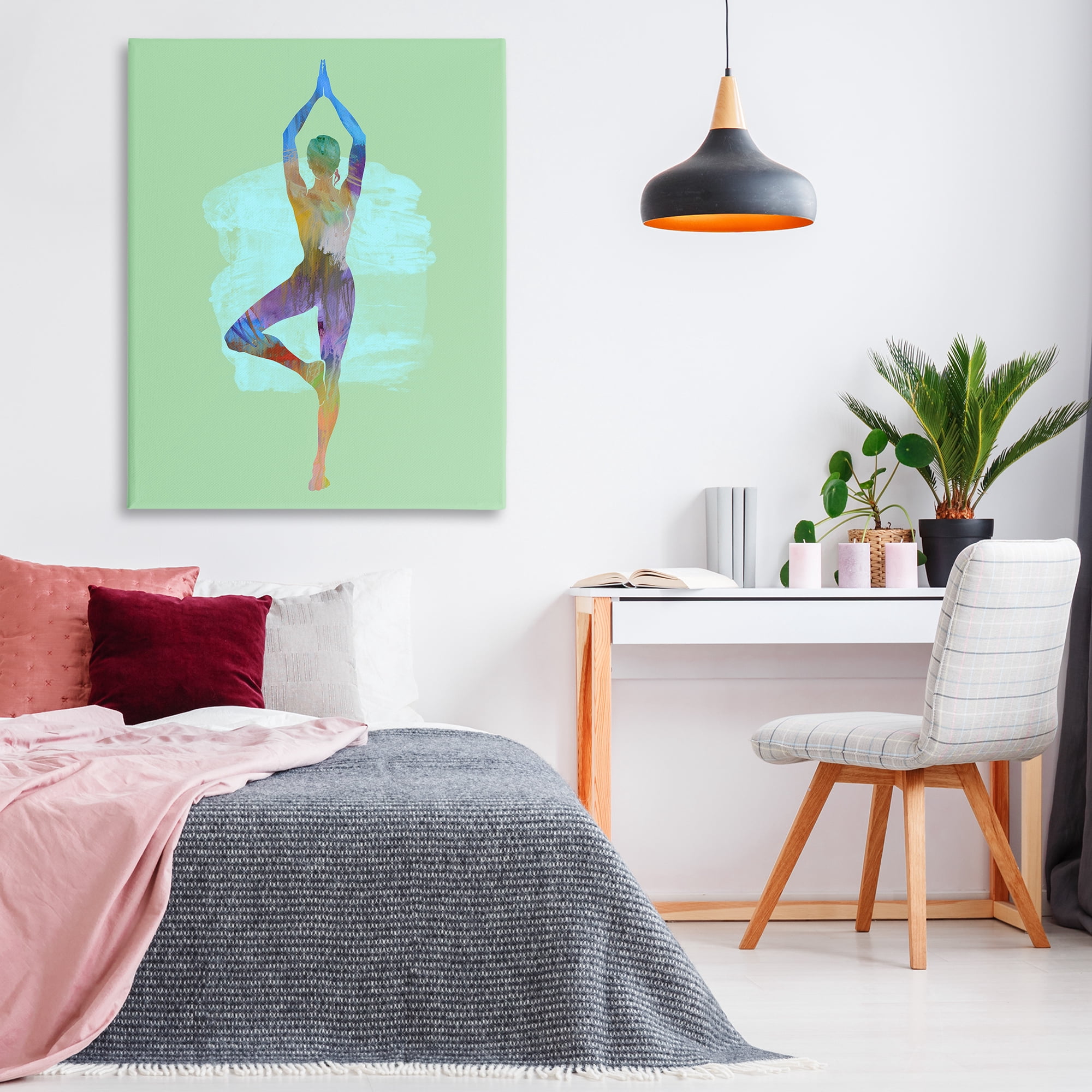 Stupell Industries Meditating Standing Pose Sports Painting Wrapped Canvas Art Print Wall Art, 36 x 48