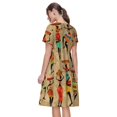 thumbnail image 2 of Horeoi Dancing African Women Print Women's Short Sleeve Dress Breathable Polyester-Spandex All-Over Print A-Line Side Pockets Elastic Waist, 2 of 6