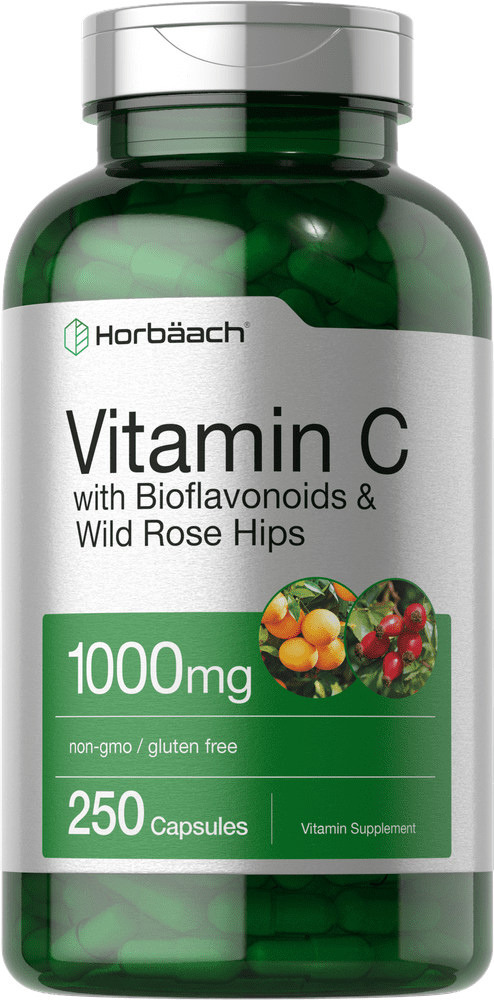 Vitamin C 1000mg | 250 Capsules | With Bioflavonoids and Rose Hips | Non-GMO, Gluten Free | by Horbaach