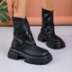 thumbnail image 2 of NECHOLOGY Botas Mujer Adulto Femenino Zapatos Botines mujer Botas de fondo grueso con cremallera decorativa y hebilla de cinturón de cuero sólido a la moda para mujer (Black, 8), 2 of 5