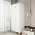 thumbnail image 4 of Ktaxon Wood Closet Wardrobe with 2 Drawers, Four Doors Armoire Wardrobe Cabinet, Versatile Clothes Storage with Optional Shelves&Hanging Rail, White, 4 of 13