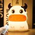 thumbnail image 1 of Luz nocturna portátil para niños, control táctil, luz nocturna recargable, cambia de color, control remoto, linda lámpara de noche de silicona con forma de vaca, decoración para bebés o niños pequeños, 1 of 5