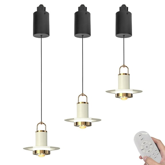 Kiven L-Type LED Track Lighting, 3-Light Modern L Track Pendant Lights,Dimmable L Track Light Pedant Adjustable Length for Bedroom Kitchen Island Shop,White Finish TB3055