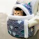 thumbnail image 4 of Pet Cat Carrier Bag Mochila Invierno Cálido Bolsa de transporte Tote Holder Pet Cage Chest Azul 28x21x36cm S Jinwen Portador de gatos, 4 of 8