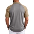 thumbnail image 5 of Fabrcox Mens Short Sleeve Polo Shirts Raglan Collared Golf Shirt for Men Color Block Regular Fit Casual Sports Men Athletic Shirt Khaki XL, 5 of 7