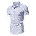 thumbnail image 2 of Men's Casual Slim Fit Button Down Short Sleeve Shirt Tops Tees with Lapel Collar for Business Casual Office Work Daily Wear Vacation Outfits Classic Mens Apparel | Ihhxva,White XL, 2 of 5