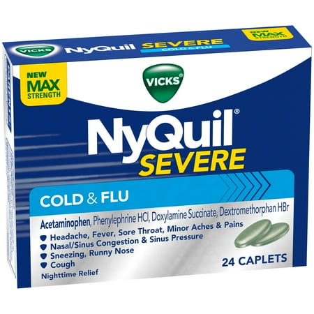 vicks nyquil severe cold flu nighttime relief caplets 24 ct box