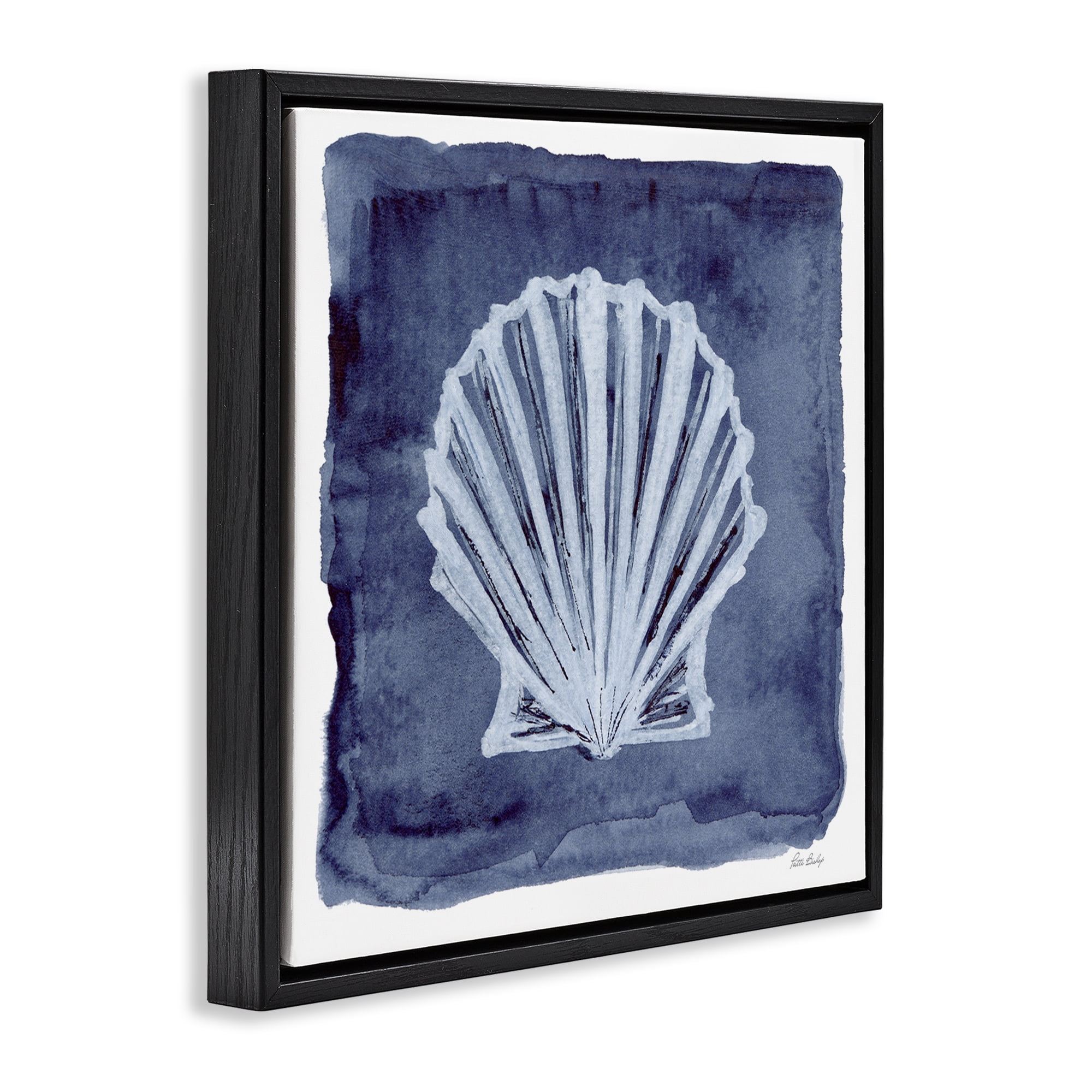 Stupell Industries Clam Shell Impression Animals Painting Black Floater Framed Canvas Art Print Wall Art, 25 x 25