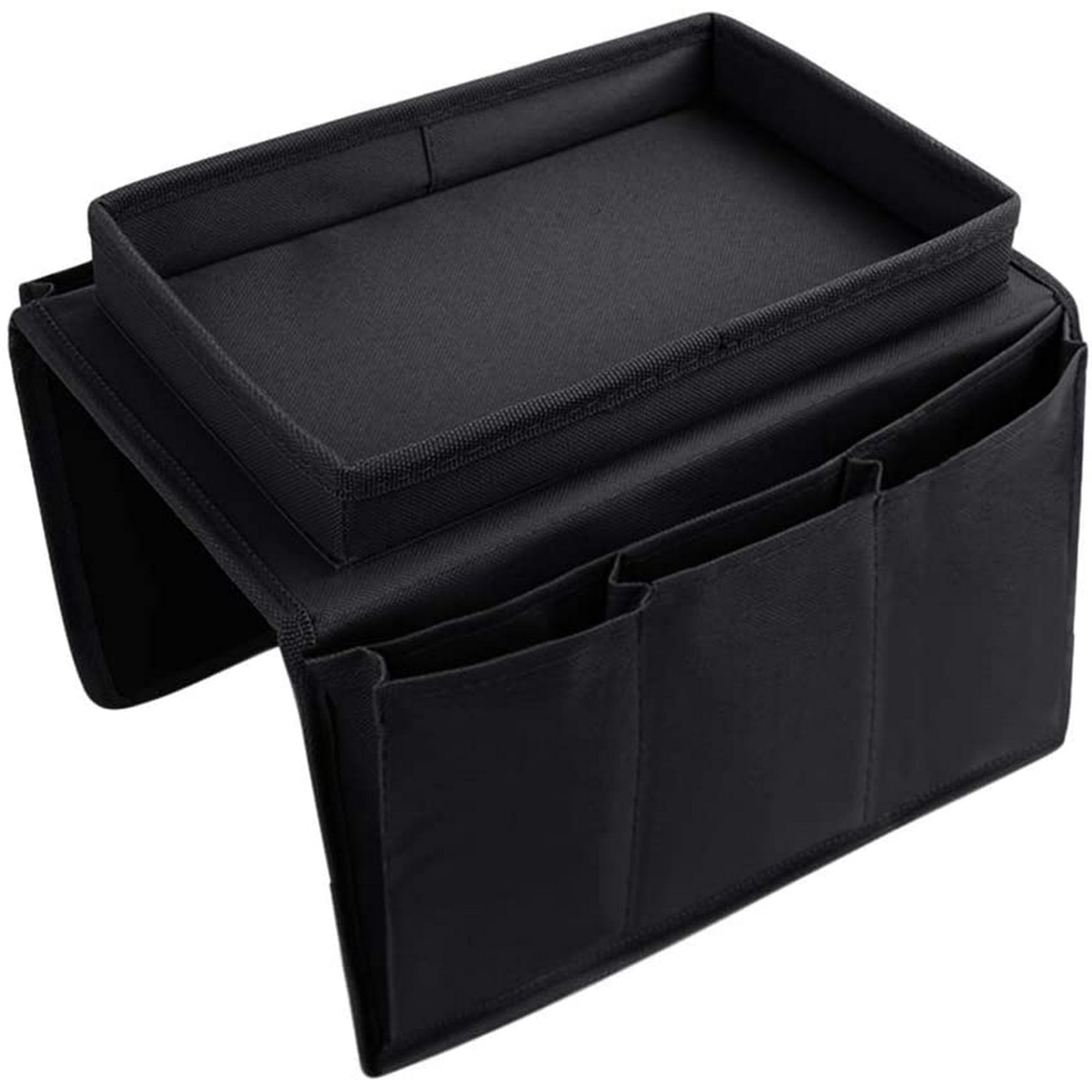 Support Télécommande Plateau Fdit - Organisateur D'accoudoir De Canapé Avec Porte-gobelets - 4 Poches, Plateau, Couleur Beige Sac Rangement Fauteuil Tissu Oxford