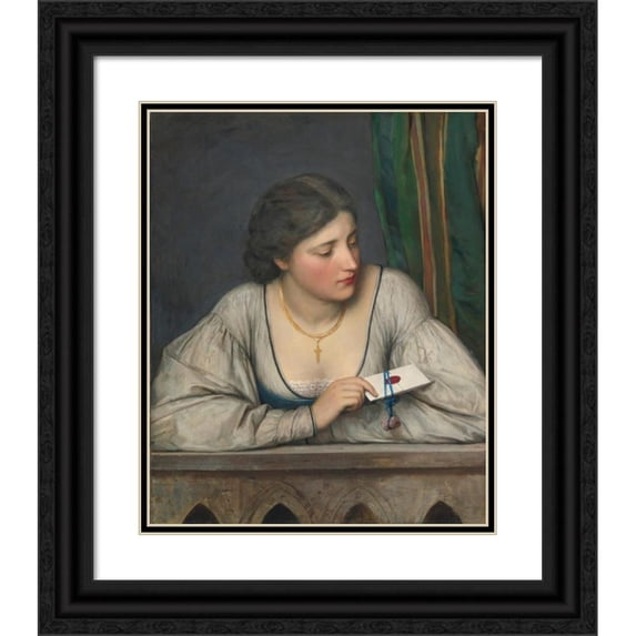 Eugen von Blaas 15x18 Black Ornate Wood Framed Double Matted Museum Art Print Titled - The Love Letter