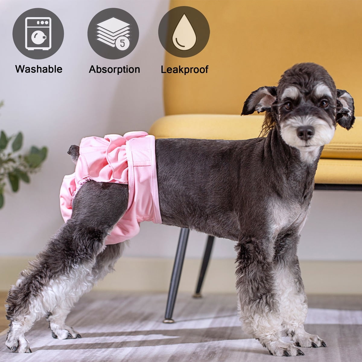 3PCS  Reusable Dog Nappies, Super Absorbent Washable Dog Period Pants, Skirt Design Dog Season Pants, Dog Diapers Female, Pet Sanitary
