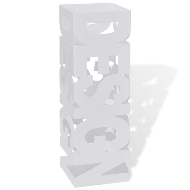 Porte-parapluie Carré Blanc Support de Rangement Bâton de Marche en Acier 48,5 cm