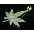 thumbnail image 3 of 2.50Ct Men's Round Cut Lab-Created Diamond Marijuana Weed Leaf Pendant 14k Yellow Gold Over, 3 of 3
