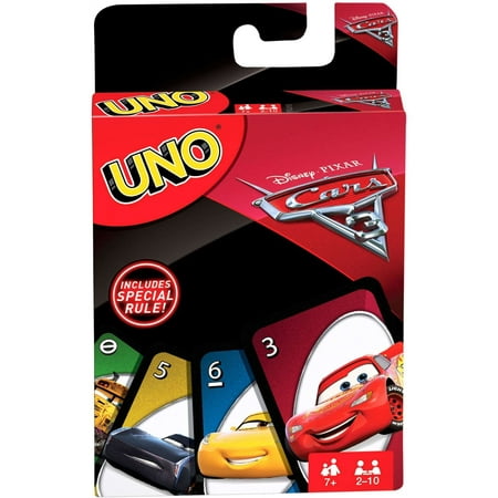 UNO Disney/Pixar Cars 3 Characters Card Game for 2-10 Players Ages (Best Three Player Card Games)
