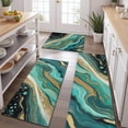 thumbnail image 2 of Teal Marble Gold Line Pattern Kitchen Rugs Sets Of 3,Kitchen Runner Rugs Non Skid Washable,Decorative Kitchen Floor Mats for Kitchen,Sink,Laundry,17"x30"+ 17"x47" + 17"x59", 2 of 6