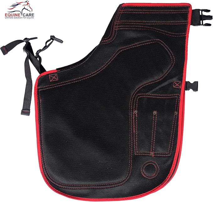Equine Care Farrier Apron Chaps – 23" Length, 2mm Cowhide Leather & 500 GSM Canvas, Ergonomic Padding, Air-Mesh, Dual Magnets, Adjustable Waist (28"-52"), Ideal for Horseshoeing & Hoof Trimming.