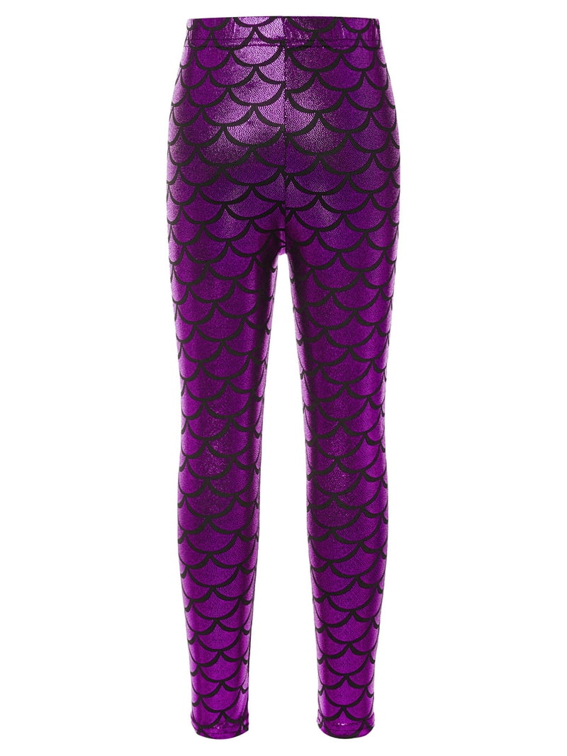 IEFIEL Toddler Girls Shiny Metallic Skinny Leggings Fish Scale