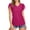 Hot Pink, variant on Womens Glitter Tops Short Sleeve Dressy V Neck Sparkly Casual Double Layers Shirts