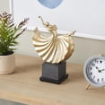thumbnail image 2 of 9" x 12" Gold Polystone Dancer Sculpture with Black Square Base, by DecMode, 2 of 9
