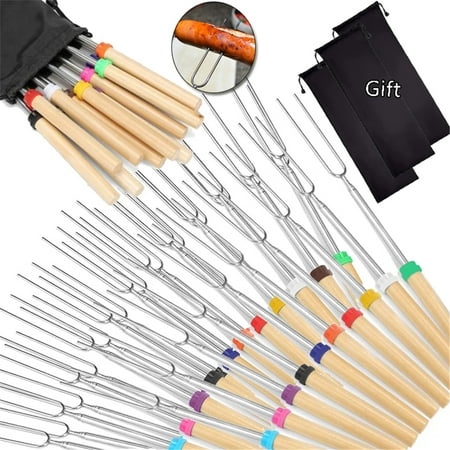 

Elbourn Marshmallow Roasting Sticks 36 Pack 32 inch Telescoping Extendable Camping Campfire Fire Pit Accessories Smores Skewers & Hot Dog Fork