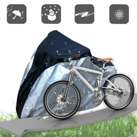 - Bike/Bicycle Cover Rain/Sun Protector,IClover Outdoor Waterproof Bicycle Covers 74''x38.6''x25.6'' Rainproof Sun-proof Dustproof with Buckle 190T Nylon UV Resistant Silver & Black