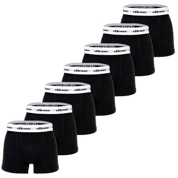 ellesse Calzoncillos Hombre, Paquete de 7 - Scopello 7 Pack Calzoncillos, Logo, Algodón Stretch Negro S (Small)