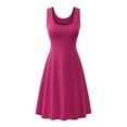 thumbnail image 1 of Innerwin Robe d'Été de Plage à Col Rond pour Femmes, Robe Midi de Fête, Couleur Unie, Longue, Rouge Prune m, 1 of 3