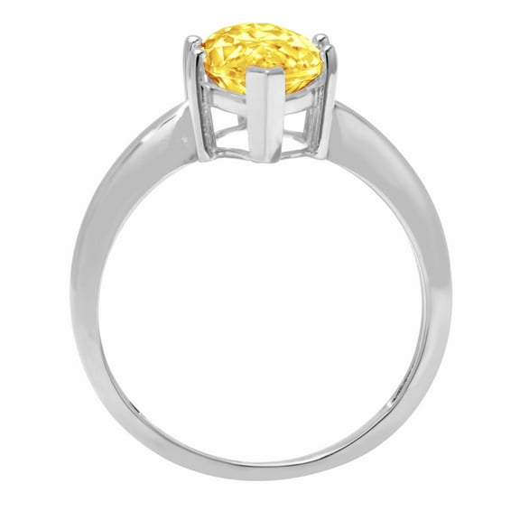 2.5 ct Marquise Cut Simulated Yellow Diamond Solitaire Engagement Ring for Women in 18K White Gold
