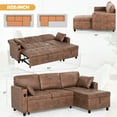 thumbnail image 5 of ACMEASE 84" Suede Leather Sectional Sofa w/Adjustable Backrests, Pull Out Sofa Bed w/USB Charger Port& Reversible Storage Chaise,Convertible L-Shaped Sofa with Cup Holders for Living Room,Brown, 5 of 7