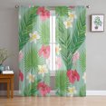 thumbnail image 2 of Tropical Plant Leaves Hibiscus Tulle Curtains for Living Room Bedroom ration Transparent Chiffon Sheer Voile Window Curtain, 2 of 7